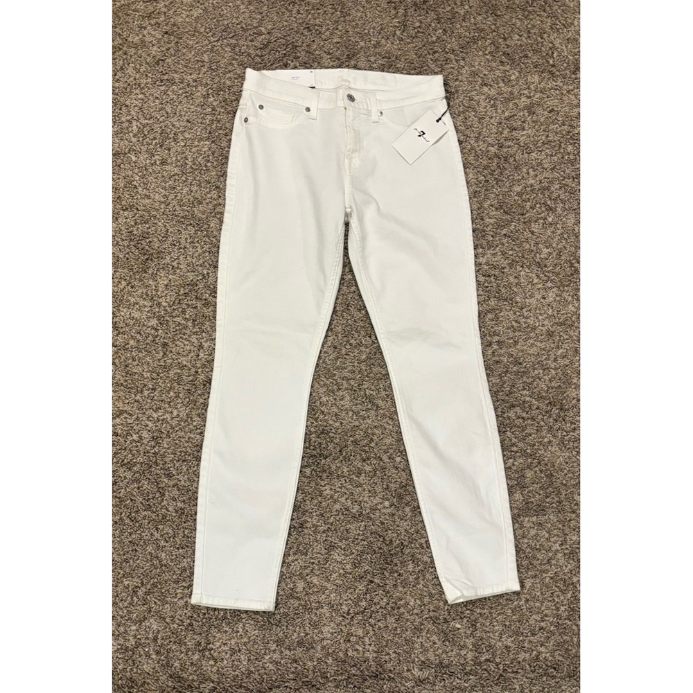 NWT 7 For All Mankind The Ankle Super Skinny Clean White Jeans Women’s Size 28